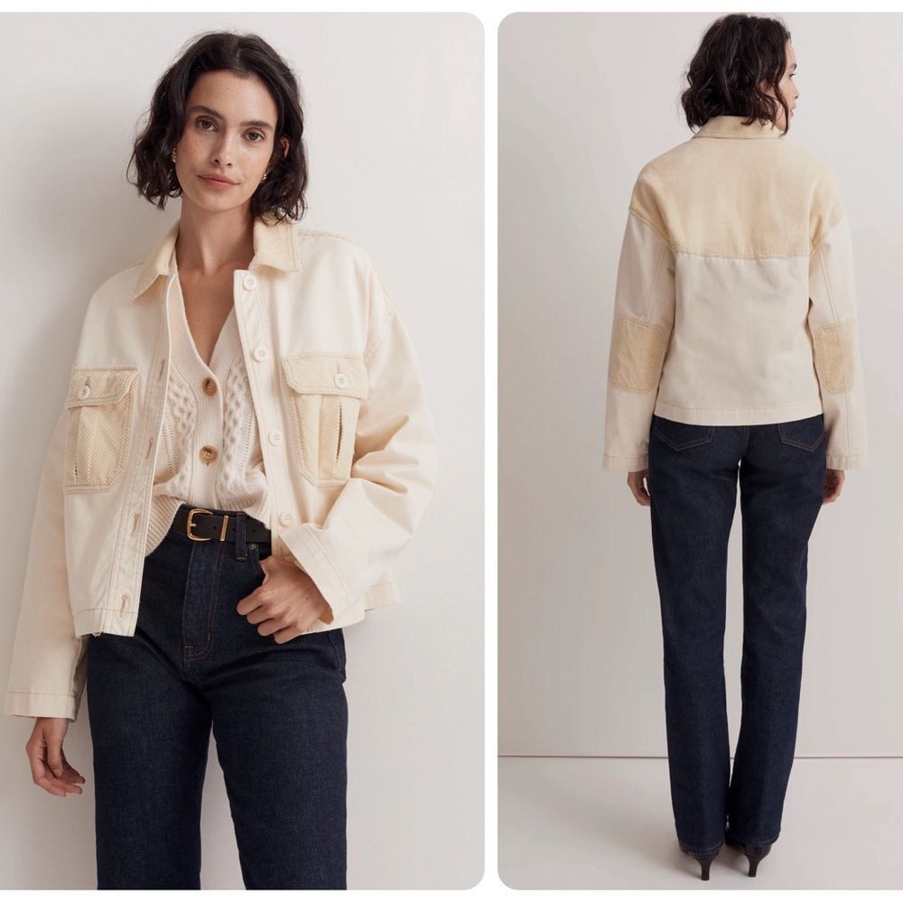 Madewell Cream Patchwork Denim Jacket